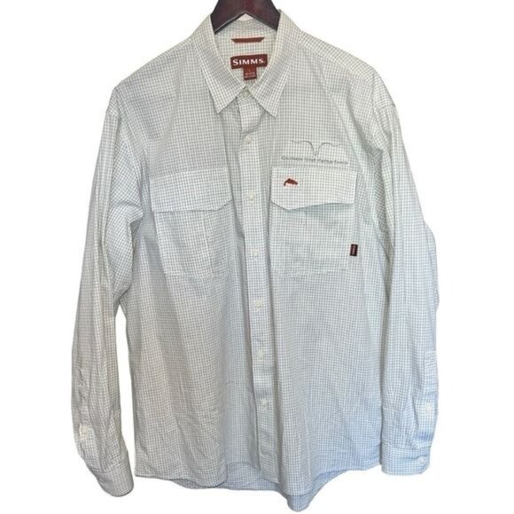 Simms Checkered Shirt 100% Cotton Colorado River Cattle Ranch Mens Size Large - Picture 1 of 13